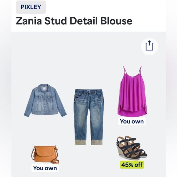 Pixley Zania stud detail blouse MAGENTA SIZE 2X - Picture 2 of 9